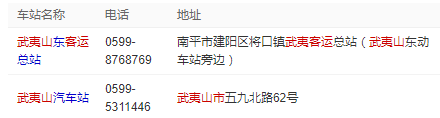武夷山汽车站的电话是多少？