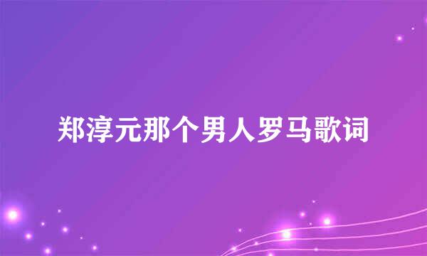 郑淳元那个男人罗马歌词