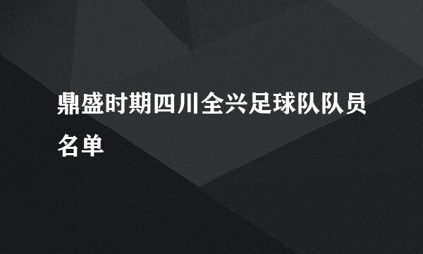 鼎盛时期四川全兴足球队队员名单