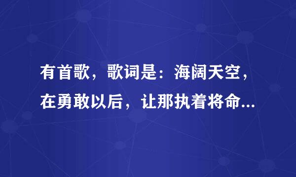 有首歌，歌词是：海阔天空，在勇敢以后，让那执着将命运的锁打破。 这是什么歌