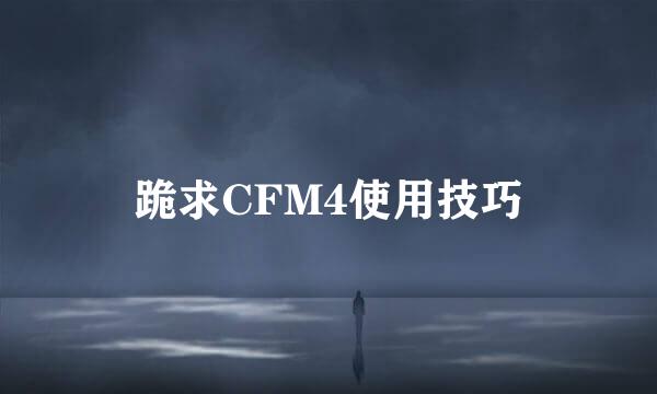 跪求CFM4使用技巧