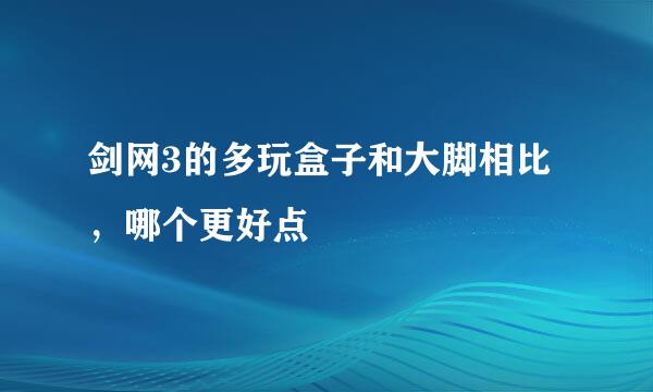 剑网3的多玩盒子和大脚相比，哪个更好点