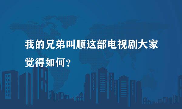 我的兄弟叫顺这部电视剧大家觉得如何？