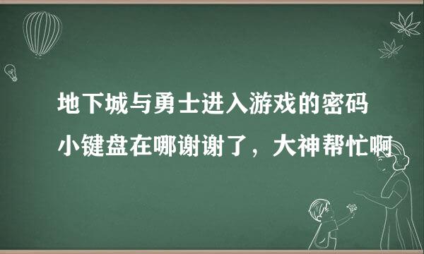 地下城与勇士进入游戏的密码小键盘在哪谢谢了，大神帮忙啊