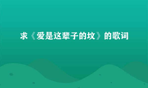 求《爱是这辈子的坟》的歌词