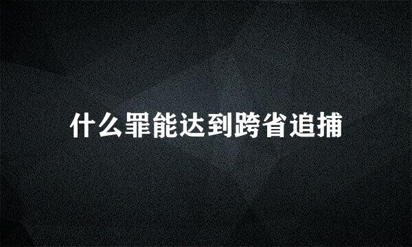 什么罪能达到跨省追捕