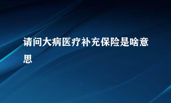 请问大病医疗补充保险是啥意思