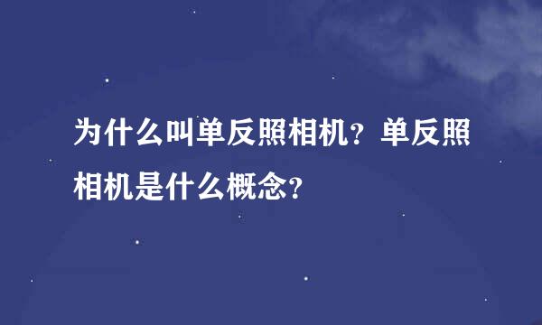 为什么叫单反照相机？单反照相机是什么概念？