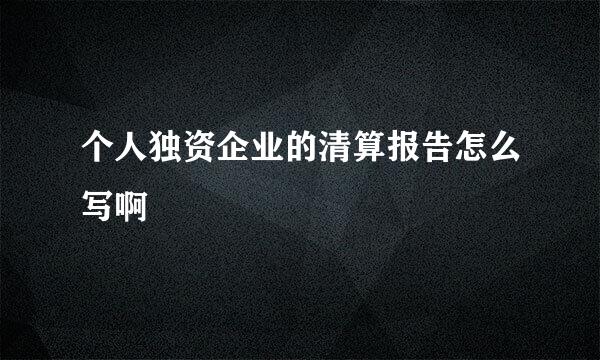 个人独资企业的清算报告怎么写啊