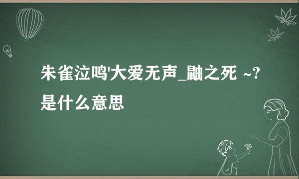 朱雀泣鸣'大爱无声_鼬之死 ~?是什么意思