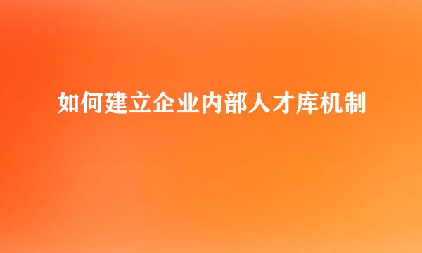 如何建立企业内部人才库机制