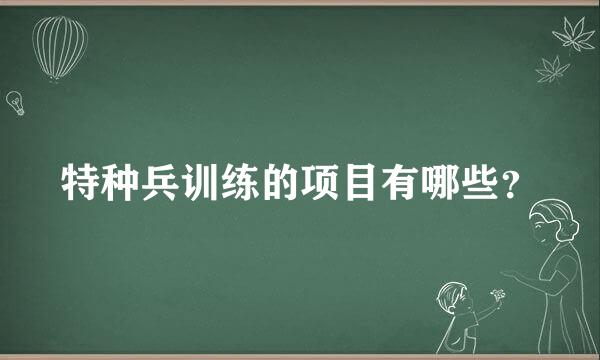 特种兵训练的项目有哪些？