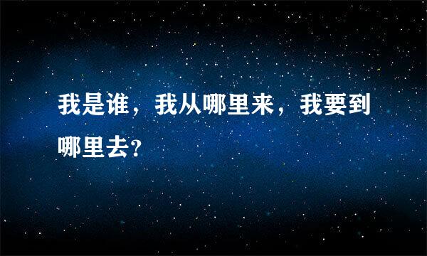 我是谁，我从哪里来，我要到哪里去？