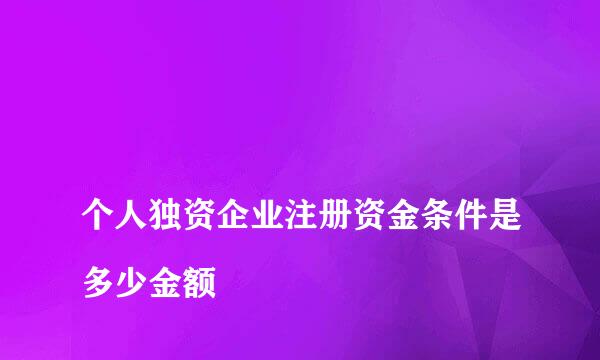 
个人独资企业注册资金条件是多少金额
