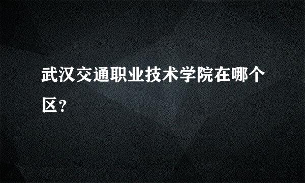 武汉交通职业技术学院在哪个区？