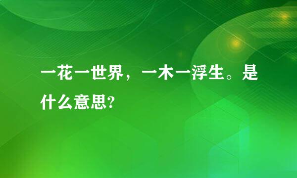 一花一世界，一木一浮生。是什么意思?