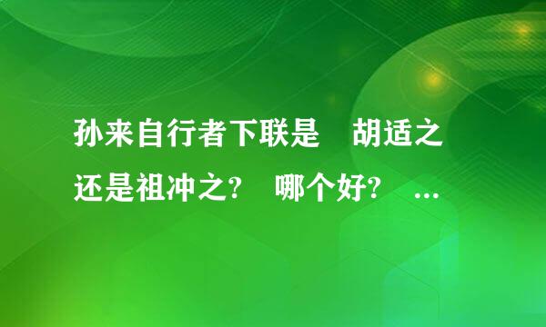 孙来自行者下联是 胡适之 还是祖冲之? 哪个好? 好在哪里?