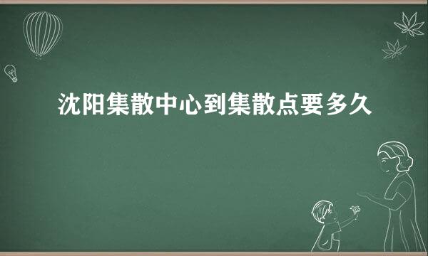 沈阳集散中心到集散点要多久