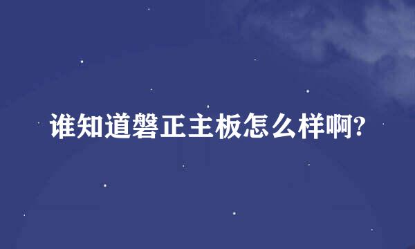 谁知道磐正主板怎么样啊?