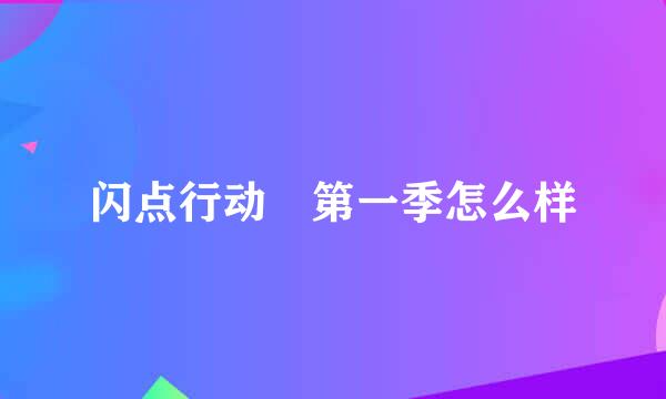 闪点行动 第一季怎么样