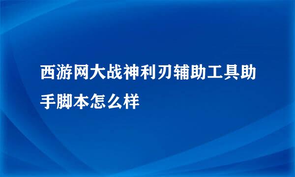 西游网大战神利刃辅助工具助手脚本怎么样