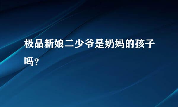 极品新娘二少爷是奶妈的孩子吗？