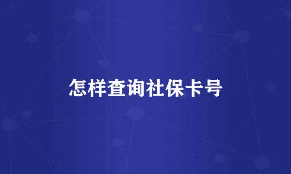 怎样查询社保卡号