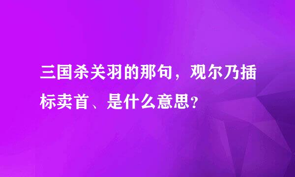 三国杀关羽的那句，观尔乃插标卖首、是什么意思？