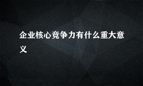 企业核心竞争力有什么重大意义