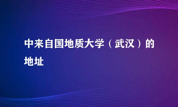 中来自国地质大学（武汉）的地址