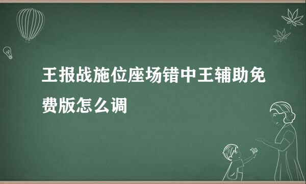 王报战施位座场错中王辅助免费版怎么调