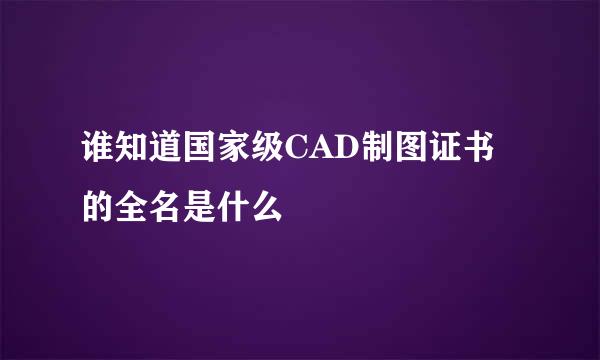 谁知道国家级CAD制图证书的全名是什么