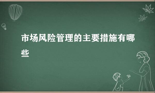 市场风险管理的主要措施有哪些