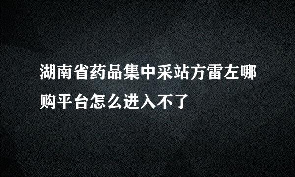 湖南省药品集中采站方雷左哪购平台怎么进入不了