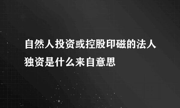 自然人投资或控股印磁的法人独资是什么来自意思