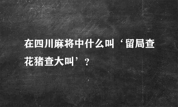 在四川麻将中什么叫‘留局查花猪查大叫’？