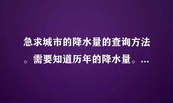 急求城市的降水量的查询方法。需要知道历年的降水量。 而且最好是官方的资料。