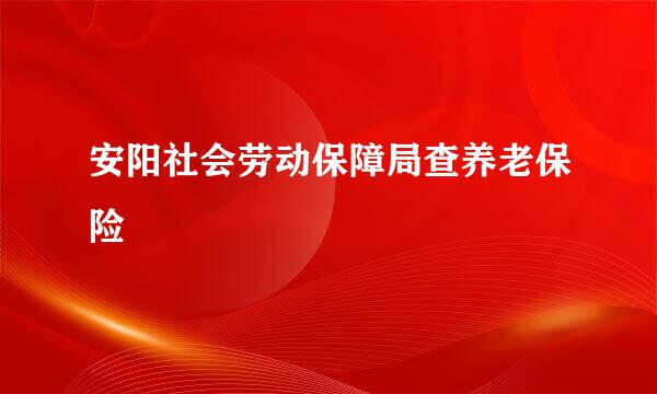 安阳社会劳动保障局查养老保险