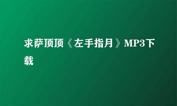 求萨顶顶《左手指月》MP3下载