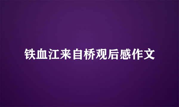 铁血江来自桥观后感作文