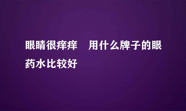 眼睛很痒痒 用什么牌子的眼药水比较好