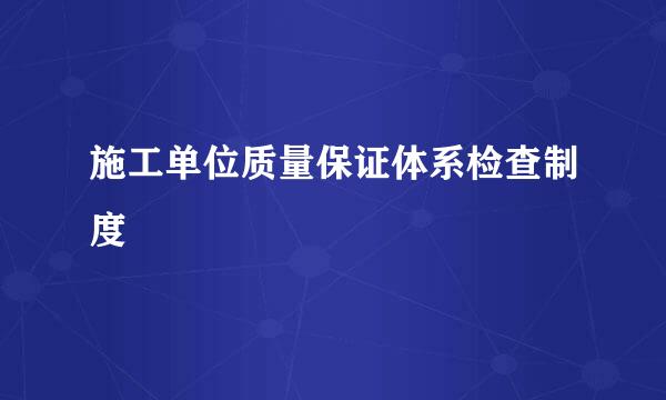 施工单位质量保证体系检查制度