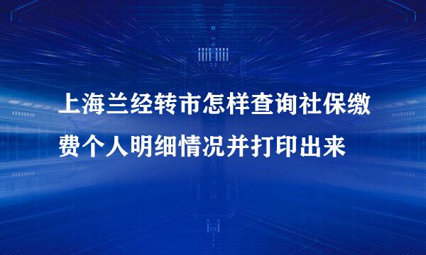 上海兰经转市怎样查询社保缴费个人明细情况并打印出来