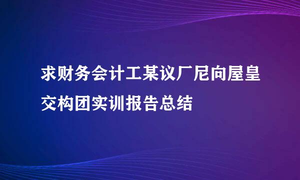 求财务会计工某议厂尼向屋皇交构团实训报告总结