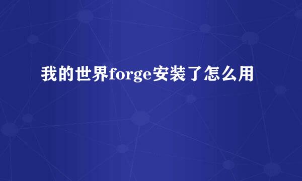 我的世界forge安装了怎么用