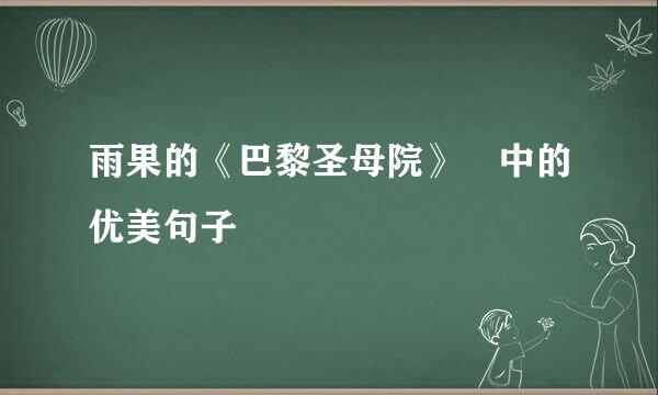 雨果的《巴黎圣母院》 中的优美句子