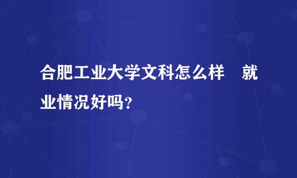 合肥工业大学文科怎么样 就业情况好吗？