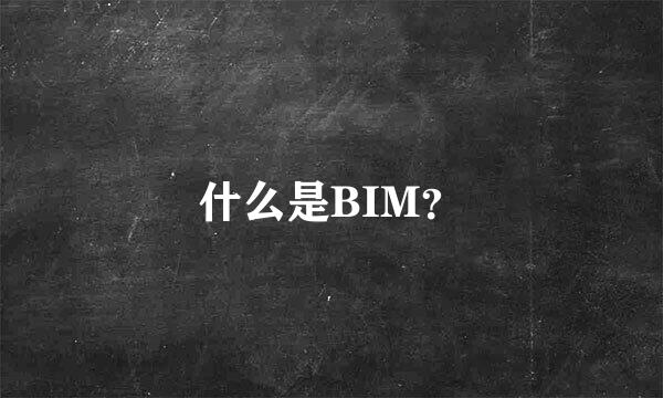 什么是BIM？