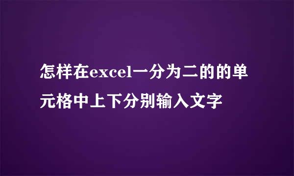 怎样在excel一分为二的的单元格中上下分别输入文字