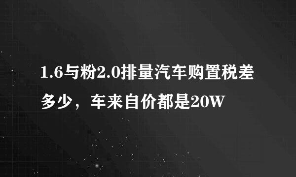 1.6与粉2.0排量汽车购置税差多少，车来自价都是20W